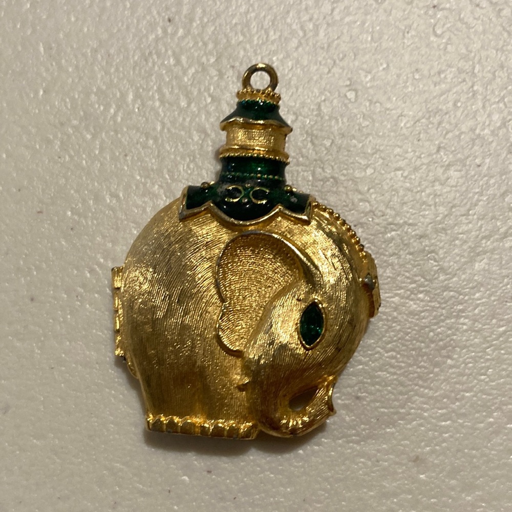 Z150- Custom jewelry- Vintage Revlon Elephant Perfume Pendant Moon Drops.